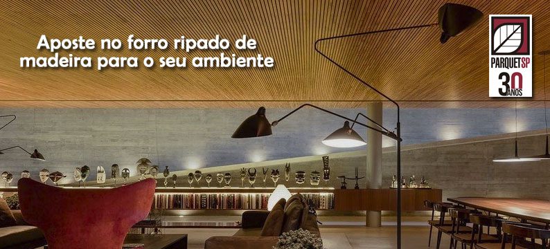 Ao fundo da imagem, há um ambiente com forro ripado.